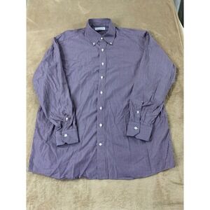 Mariano Rubinacci Dress Shirt Mens XL 17.5 Purple Stripe italian Long Sleeve